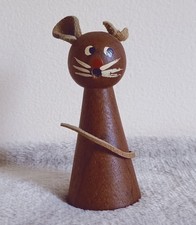 Vintage Wooden Cat Figurine