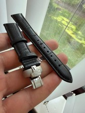 tissot strap Black leather