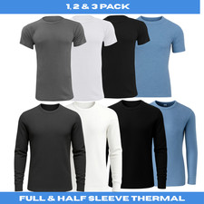 3 Packs 2 and 1 Mens Thermal Long OR Short Sleeve Top Warm Vests Underwear Shirt