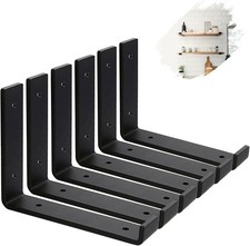 MLOQI 6 Pack Scaffold Board Shelf Brackets with Lips 5mm Heavy Duty 20cm x 15cm