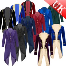 UK Kids Boys Tailcoat Gothic Victorian Jacket Pirate Long Coat Cosplay Costume