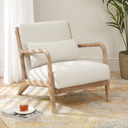 Armchair boho whitewash oak - whitewash,