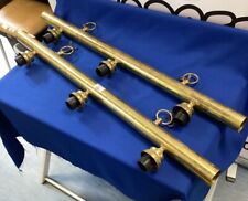 Vintage Pool Snooker Table Ceiling Light Fittings Brass 2 X Triple 