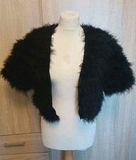 Phase Eight Women's Black Feather Trim Shrug/Bolero UK size Small