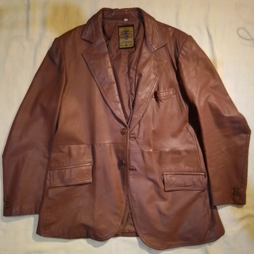 Vintage brown leather jacket - leather,