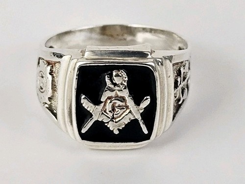 White metal masonic - white, ring
