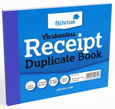 Silvine 5x4" Carbonless Duplicate Receipt Book Numbered 1-50 with Index Sheet