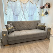 Grey Gold Sofa Bed 3 Seater