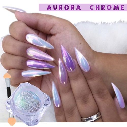 Aurora chrome unicorn nail - unicorn,