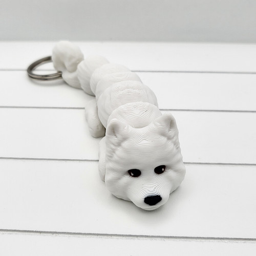 Samoyed dog flexi keyring - samoyed,