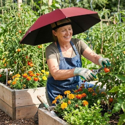 Foldable sun rain umbrella hat - foldable,