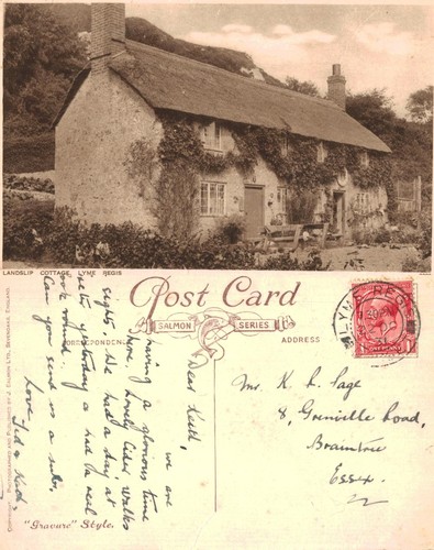 Vintage postcard landslip - postcard,