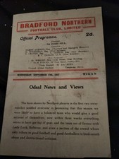 VINTAGE BRADFORD NORTHERN V WIGAN 17th SEPTEMBER 1947