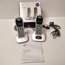 BT 4000 Big Button Twin Handset Cordless Duo Phone Built In Call Blocker Silver