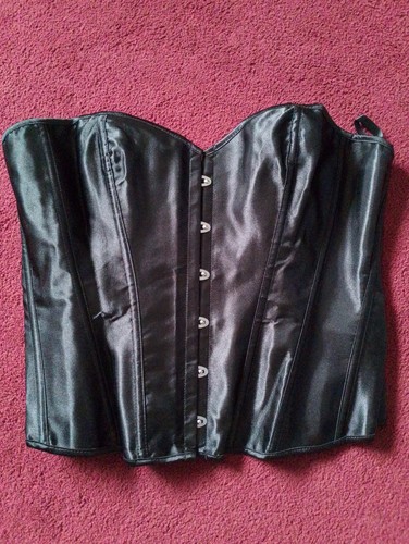 Black satin lace corset - satin,