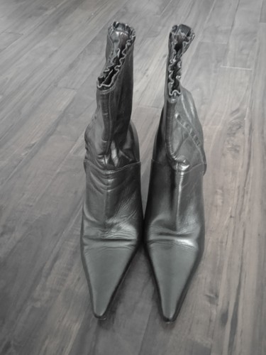 Italian black leather ankle - black,
