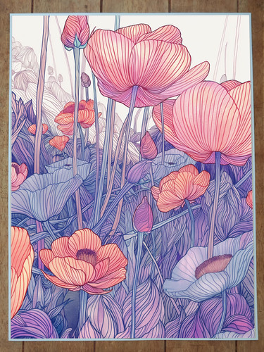 Art nouveau flowers - art,