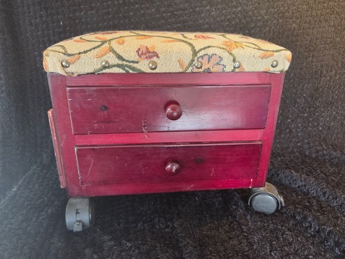 Vintage sewing stool with - vintage,