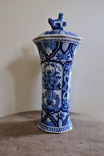 Delft Tall Vase Lid Foo Dragon