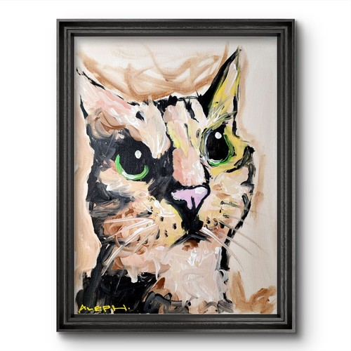Original abstract cat painting - abstract,