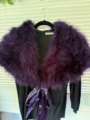 Purple feather evening collar - feather,