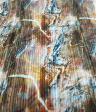 Blue Brown Mix Printed Plisse