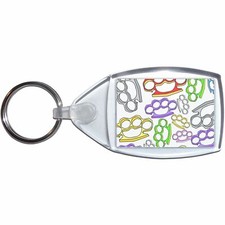 Knuckle Duster Pattern Clear Plastic Key Ring (S, M or L)
