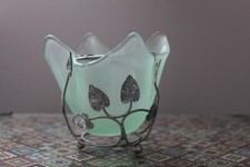 1930's green frosted glass