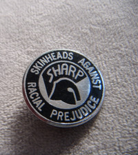 vintage SKINHEADS AGAINST RACIAL PREJUDICE SHARP enamel badge Ska Punk
