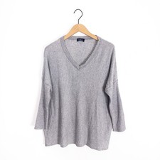 Luella Grey V Neck Wool Cashmere V Neck Ribbed Sleeve Jumper - Size L