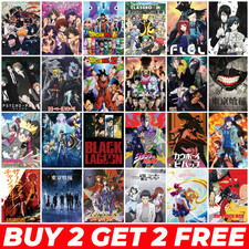 Retro Anime Posters A3 A4 Japanese Manga Wall Art Cartoon Print Collection Decor