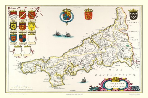 Old map cornwall - map, by