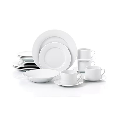 20pc white rimmed dinner set - white,