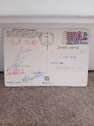 Subs signed postcard - subs,
