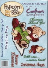 Crafters Companion : Popcorn the Bear : Unmounted Rubber Stamp : Christmas Hugs