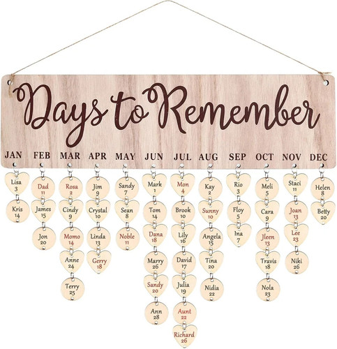 Wooden calendar birthday - wooden,