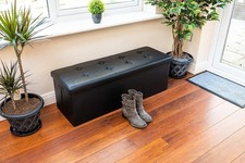 Faux Leather 110 * 38 * 38cm Black Ottoman Storage Boxes Seat Foot Stool