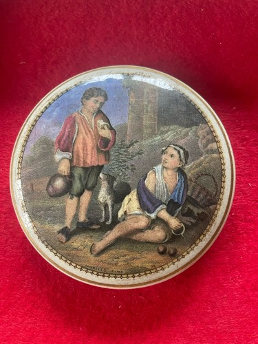 Prattware pot lid - pot, boys