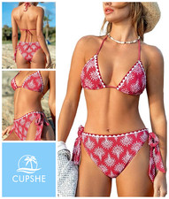 Womens Bikini Set Size UK 12 M Halter Padded Top Tie Side Bikini Bottoms