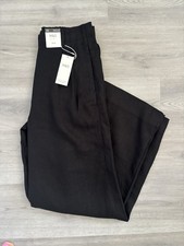M&S WOMENS BLACK PURE LINEN