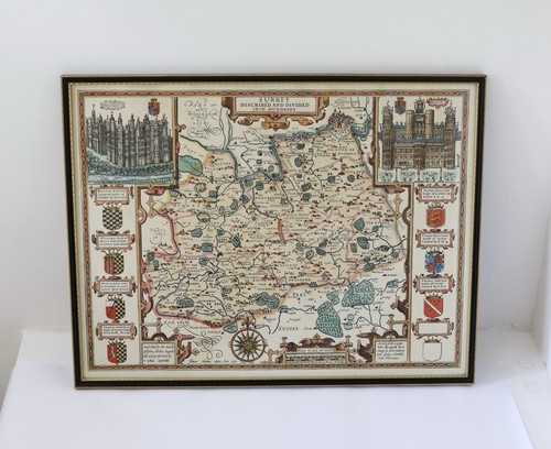 Surrey vintage framed wall - vintage, map