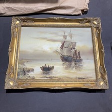 Vintage Oil On Canvas Maritime