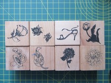 19 Wooden rubber Craft stamps