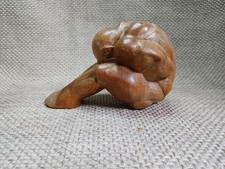 Vintage Antique Wooden Weeping Buddha Hand Carved Sculpture Figurine (E)