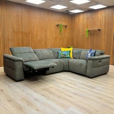 Furniture Village ‘Inca’ Corner Sofa Moss Velvet Right Power Recliner Headrest