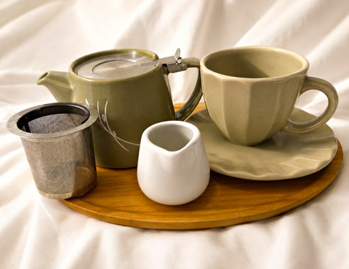 Green white glossy ceramic - green, &