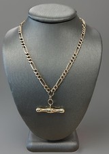 9ct Gold Figaro T bar Necklace