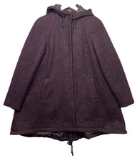 Topshop A Line Parka Style Coat Wool Blend Burgundy Women’s Size UK10 Hooded