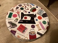 Needles and Thread Sewing Tin, 17x5cms, round