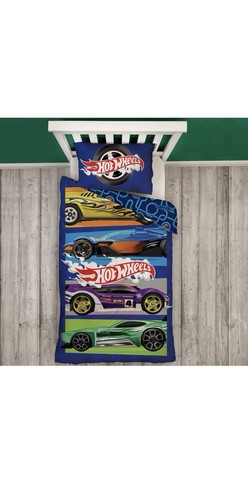 Hot wheels kids single duvet - wheels,